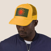 Casquette de soleil orange rouge (En situation)
