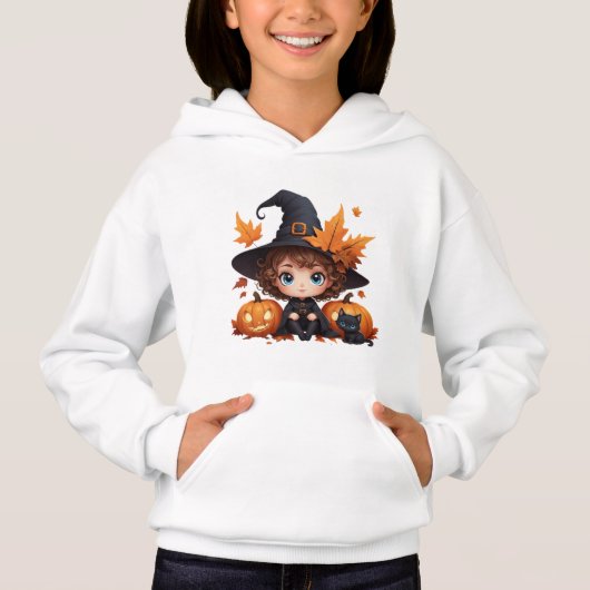 Casquette de sorcière citrouille Chat Halloween (Devant)