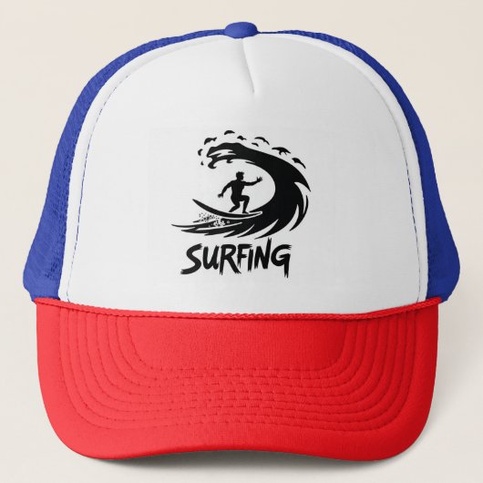 Casquette de vague de silhouette de surfeur minima (Devant)