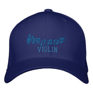 Casquette de violon brodé bleu