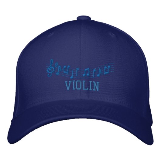 Casquette de violon brodé bleu (Devant)