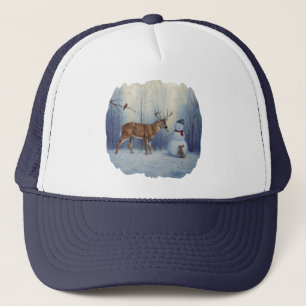 Casquette Deer et Happy Snowman hiver de vacances scène
