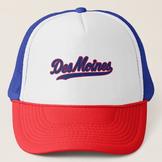 Casquette Des Moines Iowa Design de script | Ville de Retro (Devant)