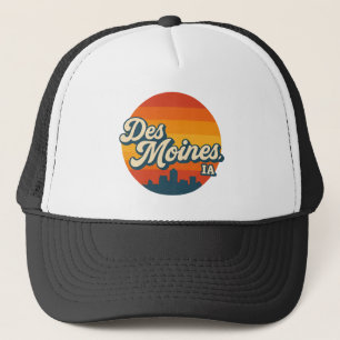 Casquette Des Moines Iowa Rétro Skyline Limite de coucher