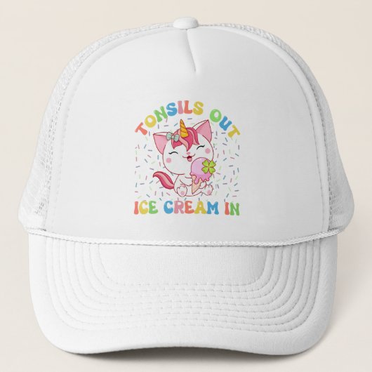 Casquette Des Tonsiles, De La Glace Dans | Chat Unicorn (Devant)