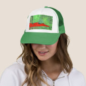 Casquette Design Abstrait vert et rouge, chaud et froid (En situation)
