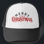 Casquette Design élégant de texte de Noël rouge foncé<br><div class="desc">Elégant design de texte de Noël,  style rétro dans les tons rouge foncé. Si vous avez besoin d'aide pour customiser un de mes designs,  contactez le concepteur ArtOnWear. Mise en forme de texte gratuite avec aide en direct disponible sur demande.</div>