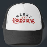 Casquette Design élégant de texte de Noël rouge foncé<br><div class="desc">Elégant design de texte de Noël,  style rétro dans les tons rouge foncé. Si vous avez besoin d'aide pour customiser un de mes designs,  contactez le concepteur ArtOnWear. Mise en forme de texte gratuite avec aide en direct disponible sur demande.</div>