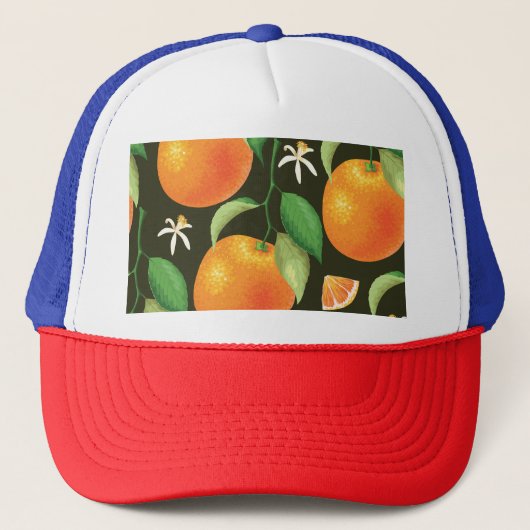 Casquette Design motif orange transparent. (Devant)