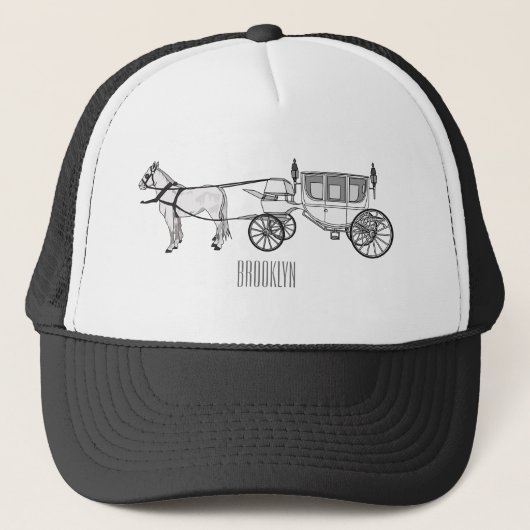 Casquette dessin animé mariage cheval & calèche (Devant)