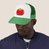 Casquette Dessin végétal de la face de tomate rouge Cute Kaw (En situation)