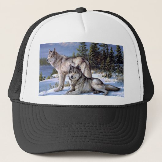 Casquette Deux loups de l'Arctique (Devant)