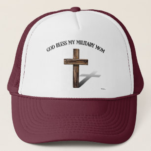 Casquette DIEU BÉNISSE MA MÈRE MILITAIRE avec une croix robu
