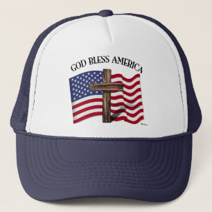 Casquette DIEU BLESS AMERICA avec croix robuste et drapeau U