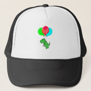 Casquette Dino Mignonne Et En Colère Volant Avec Des Ballons