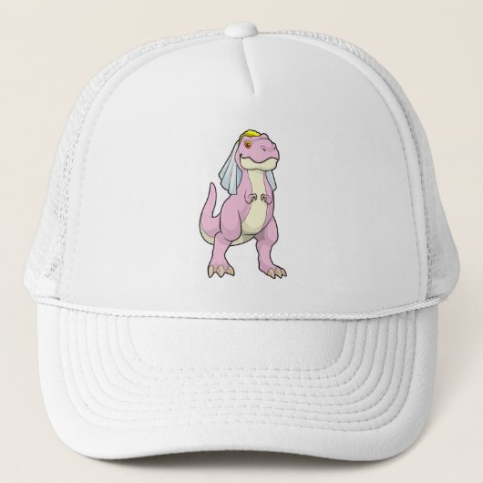 Casquette Dinosaure en mariée à un mariage avec voile (Devant)