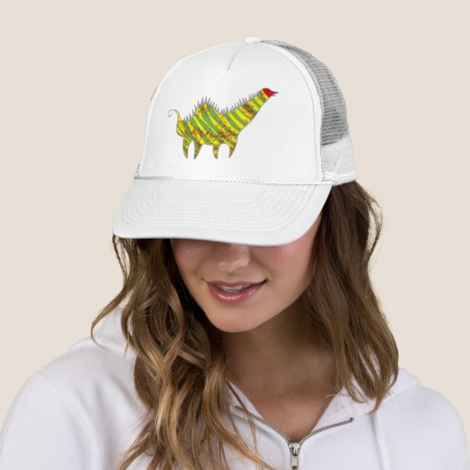 Casquette Dinosaure principal rouge (En situation)