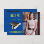 Casquette & Diplôme Bleu - 3x5 Faire-part de diplô (Devant / Derrière)