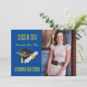 Casquette & Diplôme Bleu - Faire-part de diplôme (Debout devant)