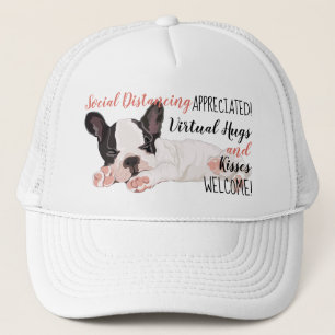 Casquette Distances sociales Boston Terrier Chiot Virtual Hu