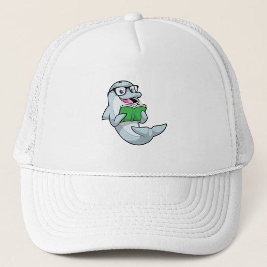 Casquette Dolphin Nerd avec lunettes et livre (Devant)
