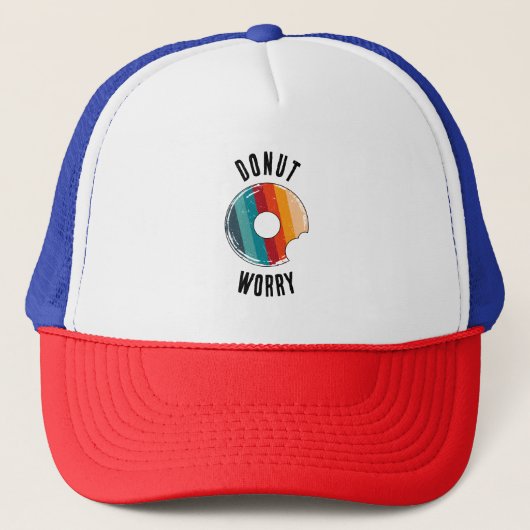 Casquette Donut Worth Red Blue Retro Rainbow Trucker Chapeau (Devant)