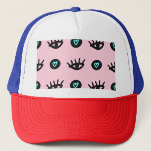 Casquette Doodle Fille : Coeurs Des Yeux Sans Couleur.