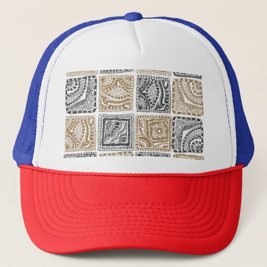 Casquette Doodle géométrique, motif abstrait vintage. (Devant)