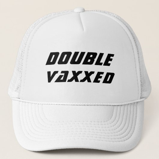 Casquette Double Vaxxed Vacciné Convid noir blanc cool (Devant)