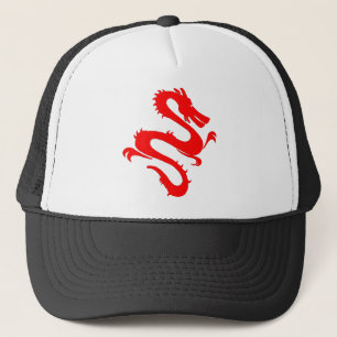 Casquette Dragon Calligraphie Rouge asiatique brosse Stroke 