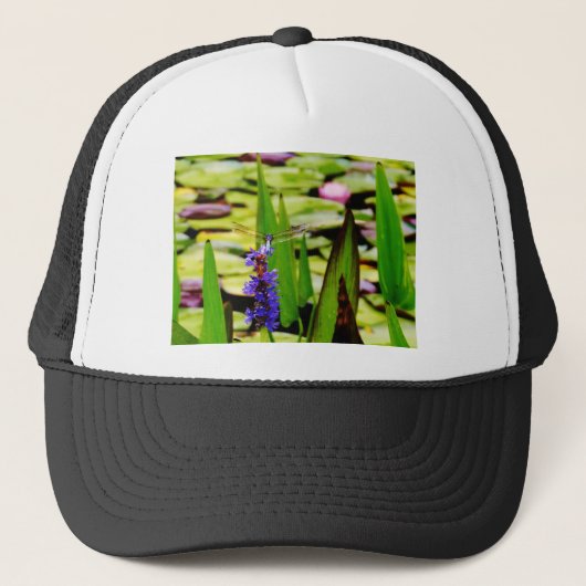 Casquette Dragonfly lotus and purple flower (Devant)