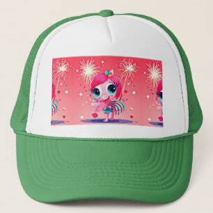 Casquette Drapeau américain avec dessin animé de flamant ros