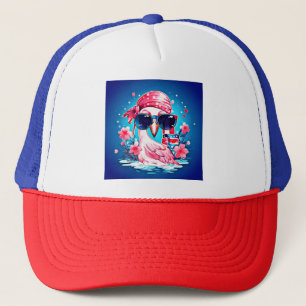 Casquette Drapeau américain avec Flamant rose Cartoon-69681