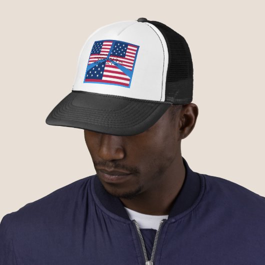 Casquette Drapeau américain avec Hakuna Matata : Design patr (En situation)