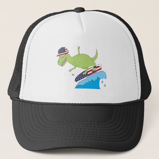 Casquette Drapeau américain Dinosaur Surfing (Devant)