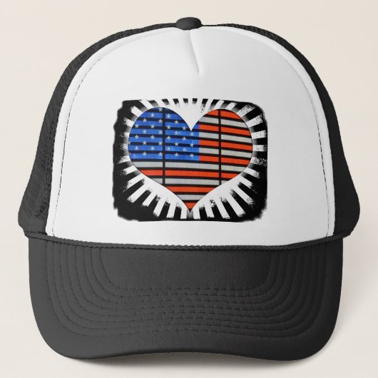 Casquette Drapeau américain en forme de coeur patriotique (Devant)