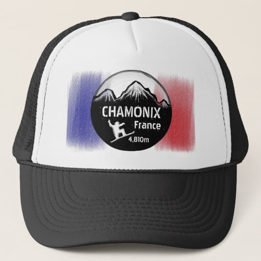 Casquette Drapeau de Chamonix France snowboard art noir casq (Devant)