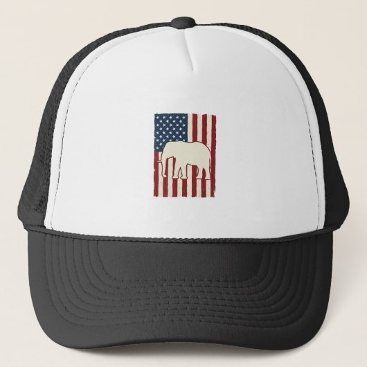 Casquette Drapeau d'éléphant patriotique Conception vectorie (Devant)