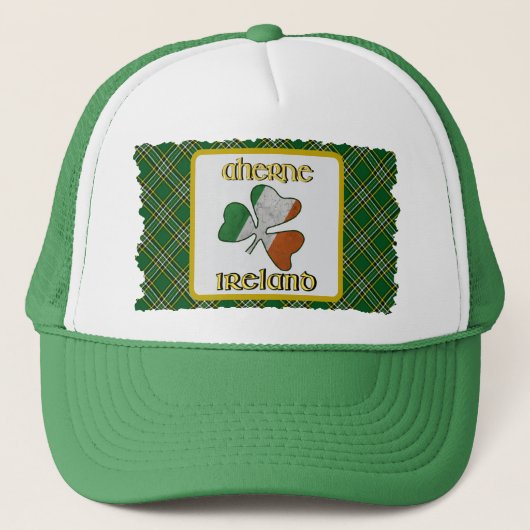 Casquette Drapeau irlandais Aherne Shamrock Trucker Chapeau (Devant)
