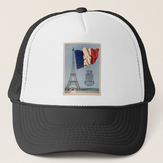 Casquette Drapeau national vintage et Tour Eiffel (Devant)