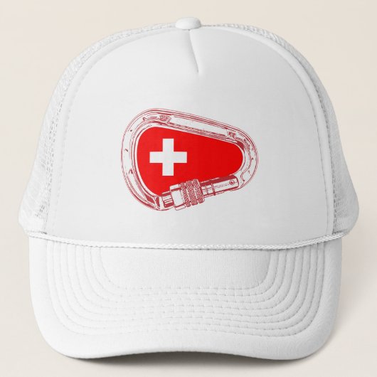Casquette Drapeau Suisse Escalade carabiner (Devant)