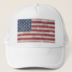 Casquette Drapeau vintage Patriotique USA sur mur de pierre