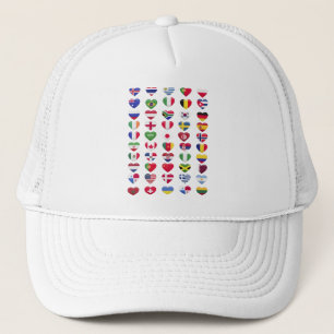 Casquette Drapeaux des pays en forme de cœur