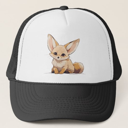 Casquette Drawing of a Fennec, Desert Fox, en dessin animé (Devant)