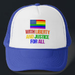 Casquette Droits LGBTQ Gay pride du drapeau arc-en-ciel amér<br><div class="desc">Droits LGBTQ Rainbow Pride Drapeau américain design qui se lit With Liberty and Justice for All. La communauté LGBTQ mérite l'égalité. Respectez notre constitution et exigez des droits égaux pour toute personne qui s'identifie comme gay, bisexuel, pansexuel, queer et transgenre. Soyez un allié et soutenez vos amis avec l'activisme politique...</div>