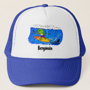Casquette Drôle caricature de surf de lézard au cou