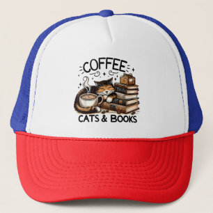 Casquette Drôle Cute Coffee Cats Livres Lover Idea Cadeau Fe