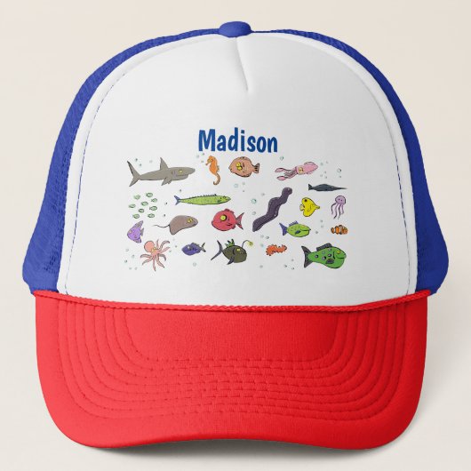 Casquette Drôle des créatures marines dessin motif (Devant)
