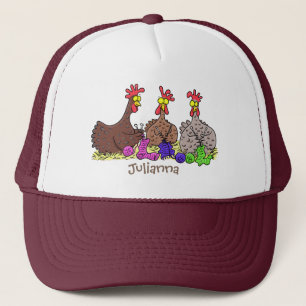 Casquette Drôle dessin animé de poulets de tricot