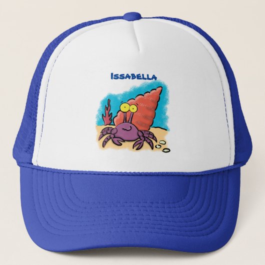 Casquette Drôle mignon caricature pourpre crabe ermite (Devant)